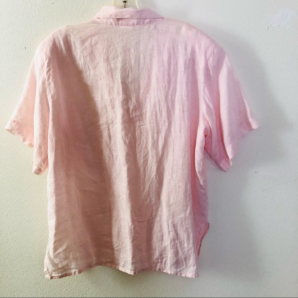 The Broadway Vtg Pink Linen S/S Button Frnt Blouse - Picture 3 of 8